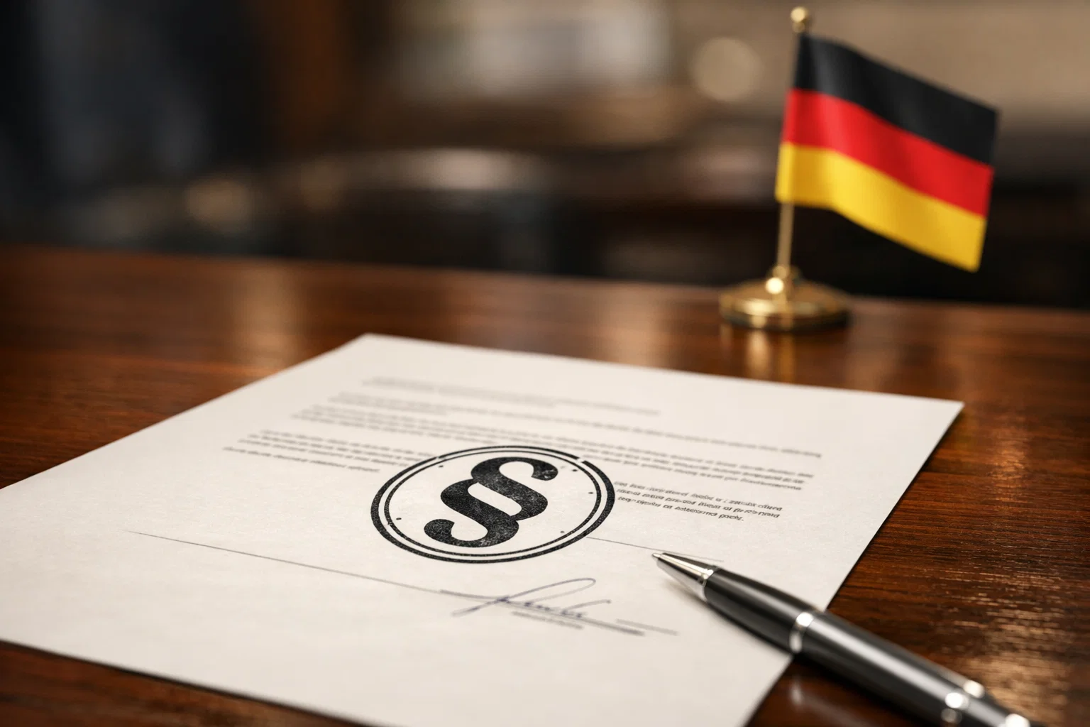 Paragraphen-Zeichen vor der deutschen Flagge – Regulierung von Online-Sportwetten